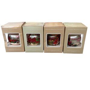 Vintage Lot of 4 1984 Christmas Memories Collection Satin Ornament Santa & Train